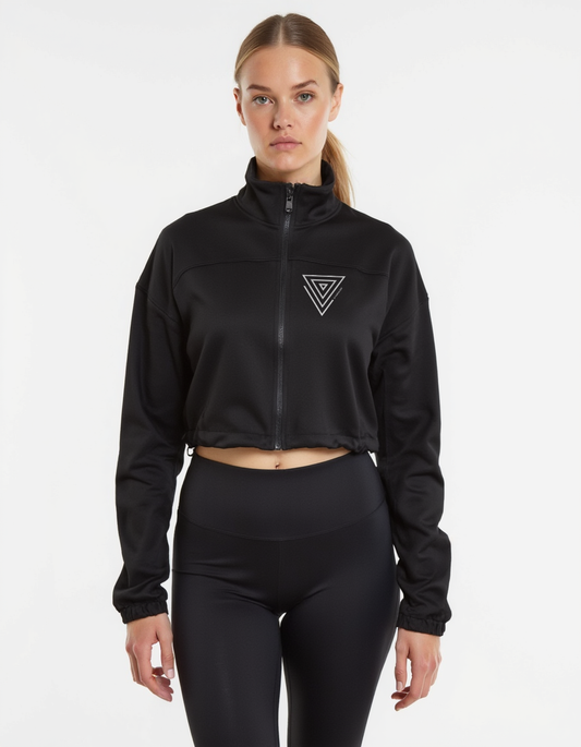Cropped Oversized TRYNITY Zip Top | frosted black