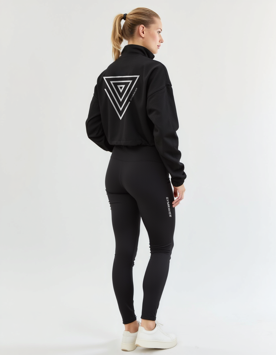 Cropped Oversized TRYNITY Zip Top | frosted black