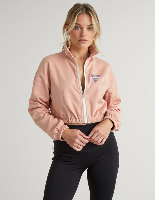 Cropped Oversized TRYNITY Zip Top | peach
