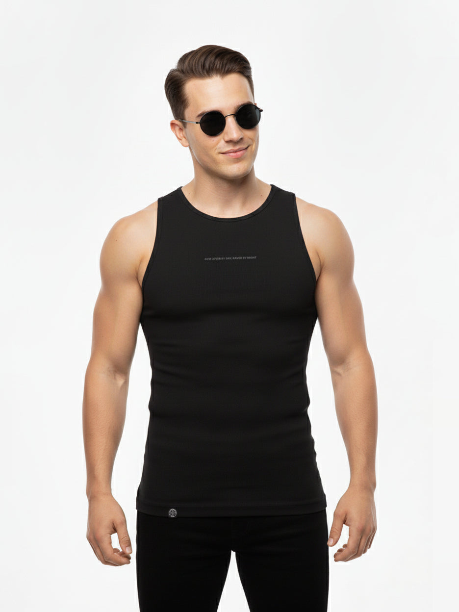 GYM & RAVE TANKTOP [DARK STMNT Techno Club Edition] frosted black