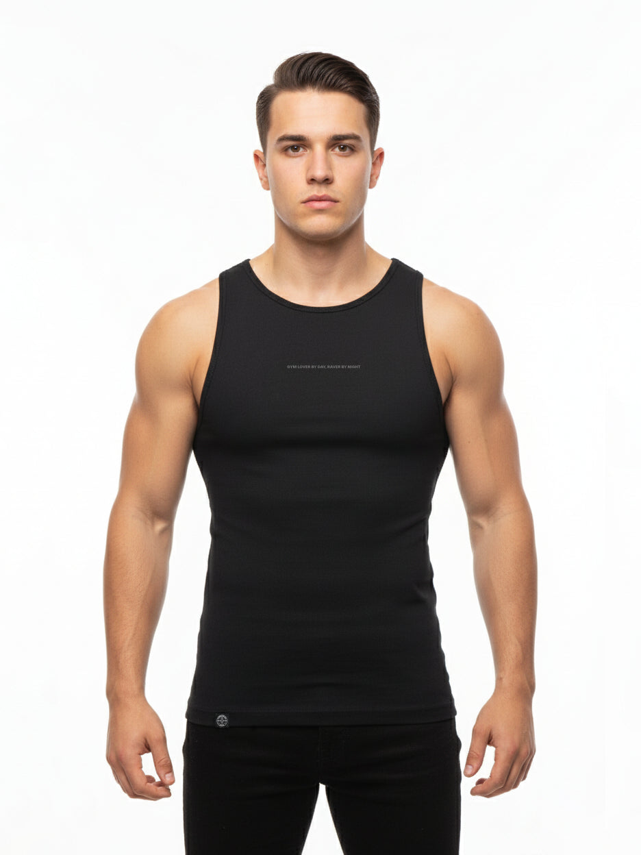 GYM & RAVE TANKTOP [DARK STMNT Techno Club Edition] frosted black