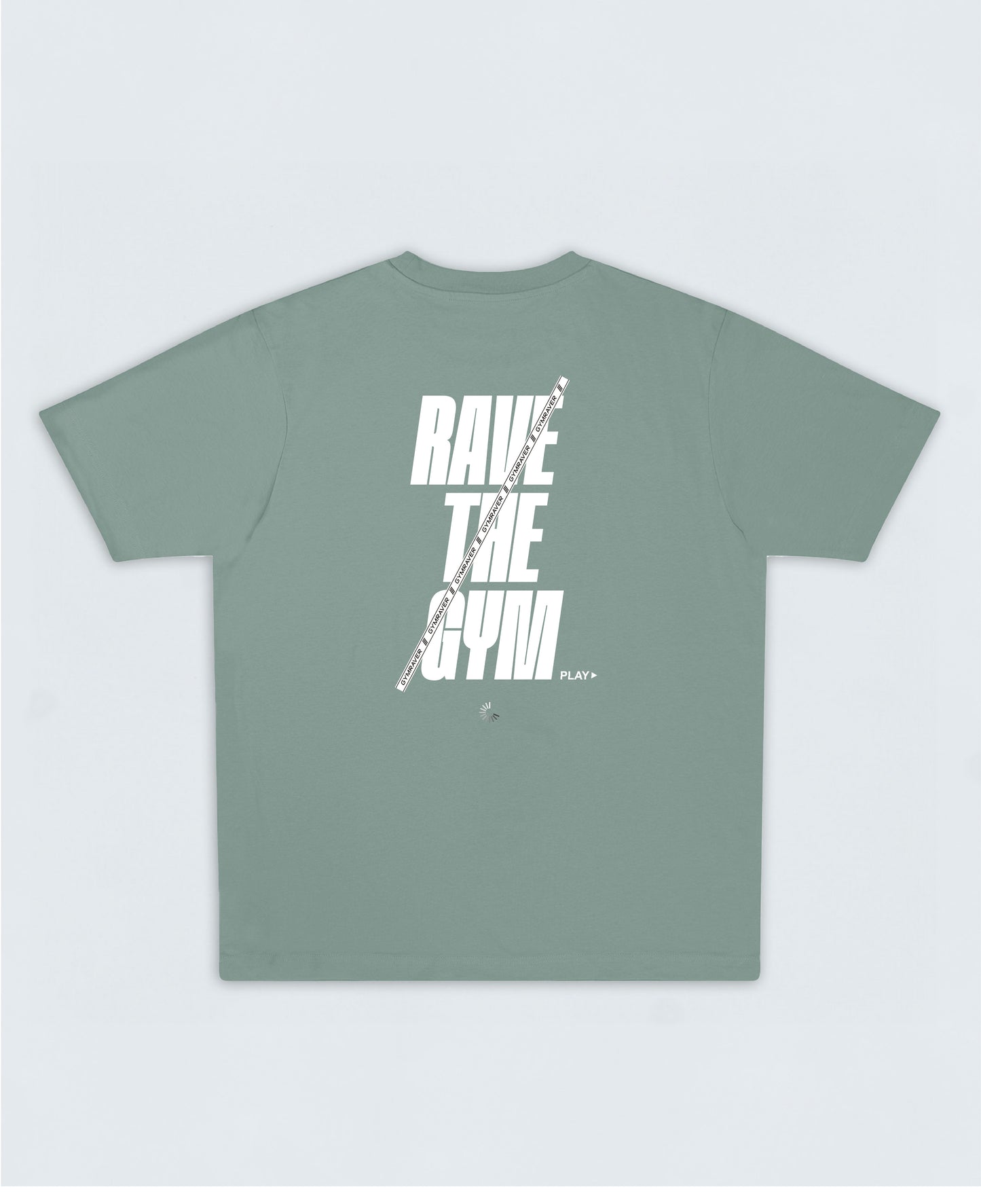 RAVE the GYM Oversized T-Shirt 4.1  ▽ unisex △ white | slate green